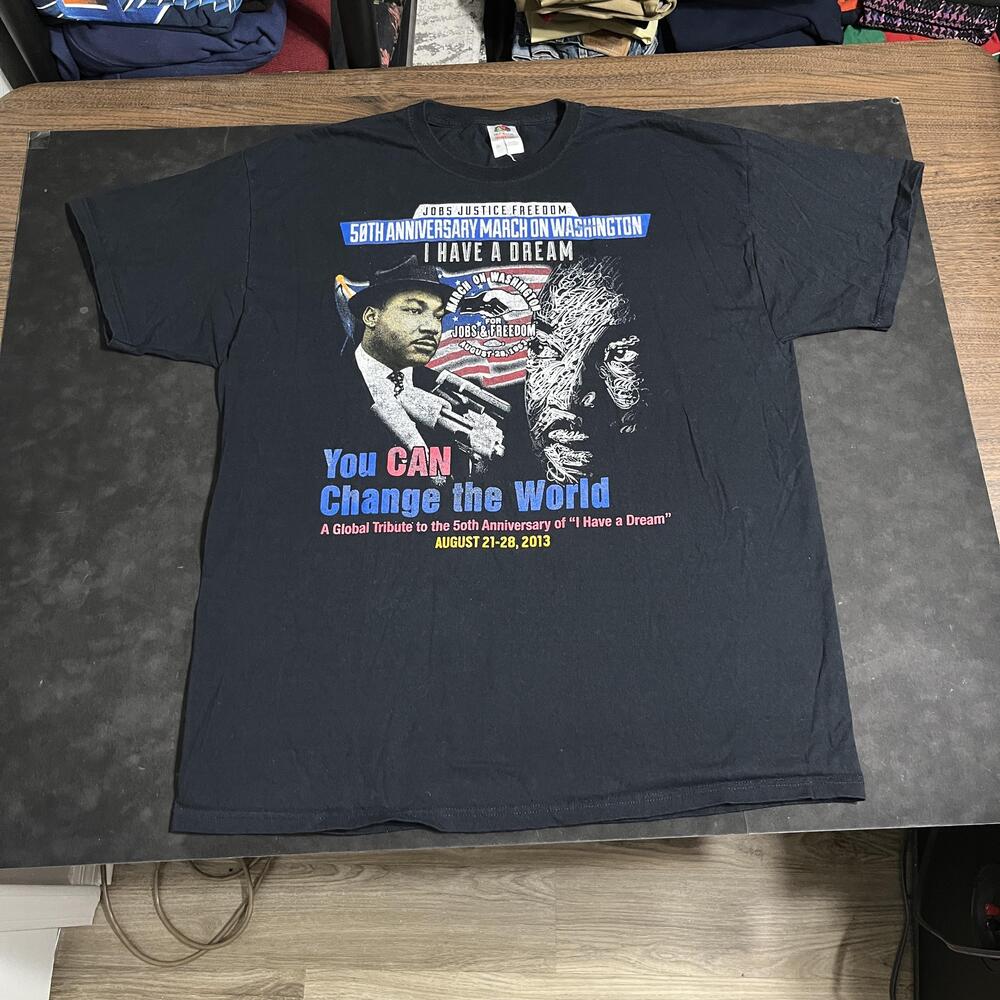 Rap Tee I Have A Dream March On Washington MLK Shirt Mens 2XL Black Civil Tee